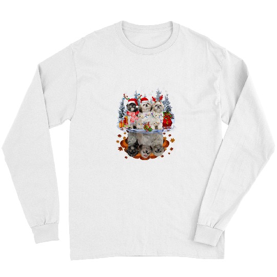 Shih Tzu Dog Reflection Mirror Christmas Tree Xmas Long Sleeves