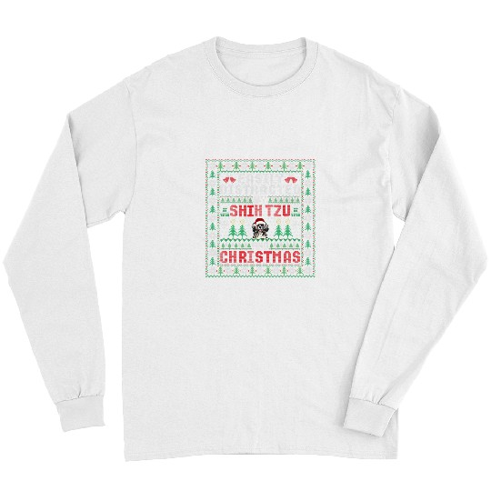 Easily Distracted By Christmas and Shih Tzu Funny Dog Xmas Long Sleeves