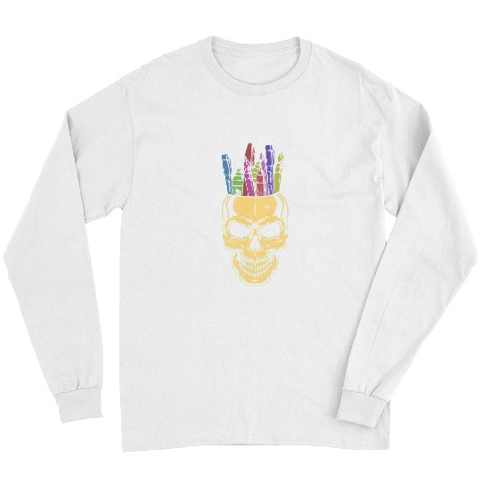 Skeletons Skulls Drawing Art Artist Painting Pencil Pen Draw Gift Skull Long Sleeves