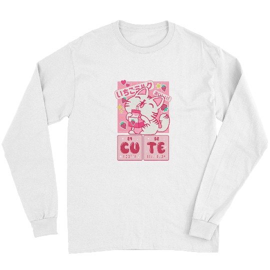 Anime Merch Cat Strawberry Milk Shake Cute Science Chemistry Long Sleeves