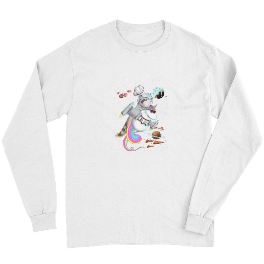 Raccoon Riding Unicorns Food Pizza Space Party Planet Kawaii Long Sleeves