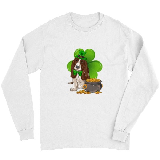 Dog Basset Hound St Patricks Day Basset Hound Shamrock Pet Dog Lover Long Sleeves