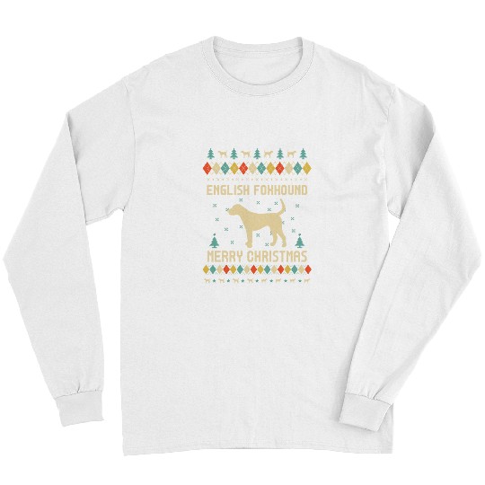 ENGLISH FOXHOUND Ugly Christmas Sweater Vinatge Retro Long Sleeves