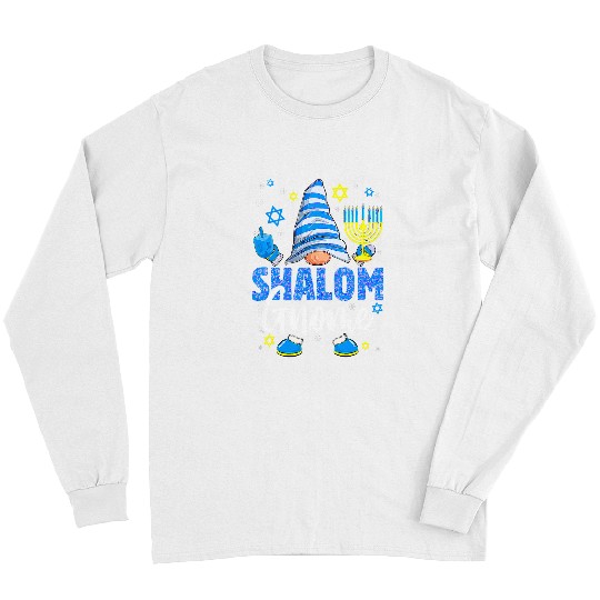 Shalom Gnome Menorah Dreidel Hanukkah Chanukah Jewish Girls266 Long Sleeves