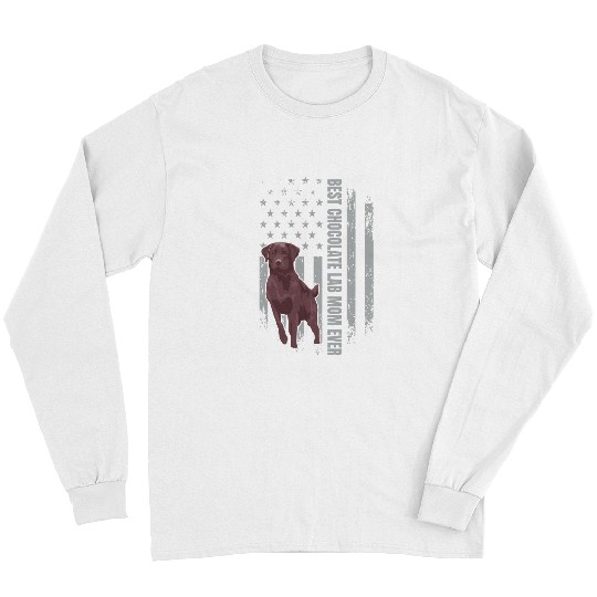Labrador Lab Dog Chocolate Lab Mom American Flag Brown Labrador Retriever Long Sleeves