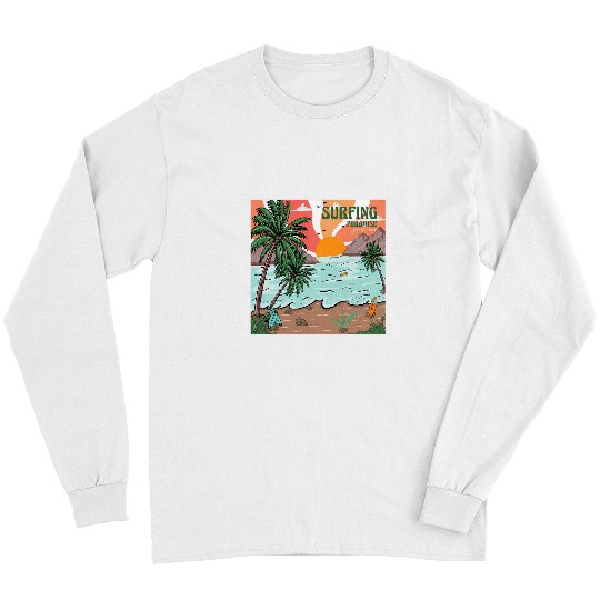 Surf Life Sunset vintages Beach Wave Beach Summer Surfing Paradise Long Sleeves