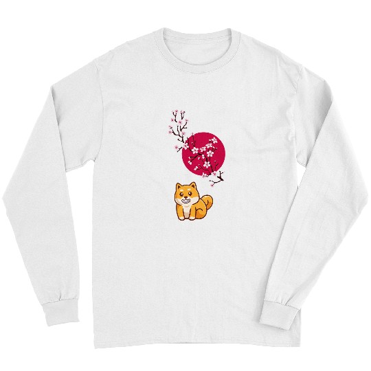 Dog Shiba Inu Japanese Cherry Blossom Sakura Flower 5 Long Sleeves