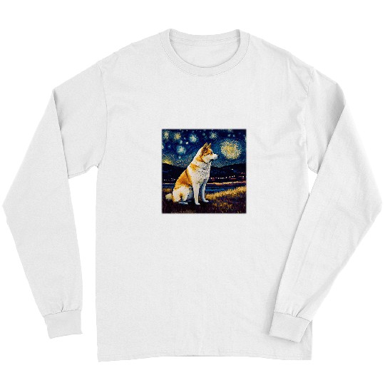Dog Akita Surrealism Starry Night Akita dog Long Sleeves