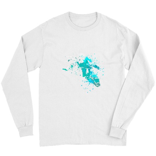 Skiing Ski Splash Art Winter Sports Snowboarding Snowboarder Long Sleeves