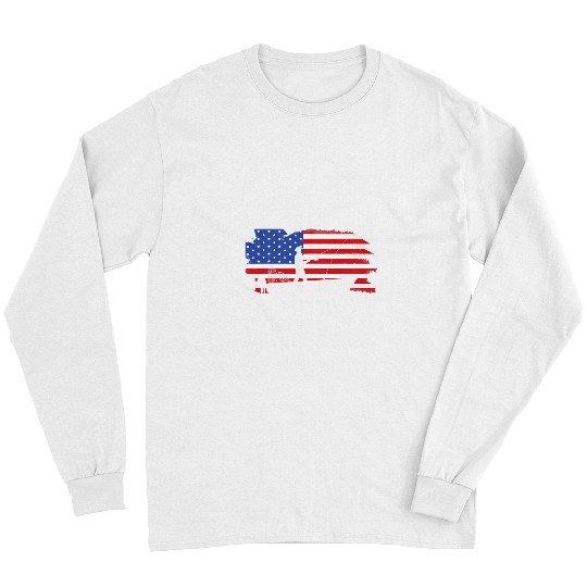 Fishing Lake Fishing Hobby Fishermen United States US Flag Fishing Fisher Long Sleeves