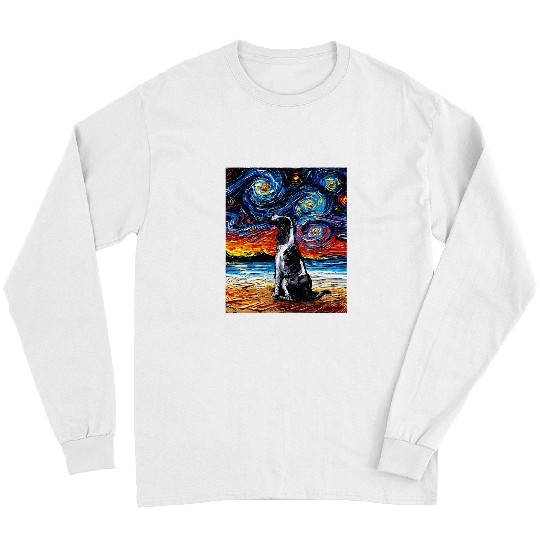 English Springer Spaniel Beach Starry Night Dog Art by Aja Long Sleeves