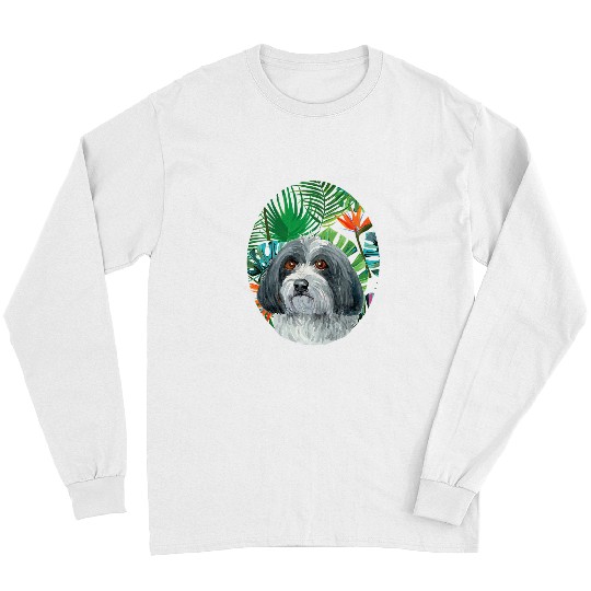 Hawaiian Shih Poo Lhasa Tropical Gift Animal Lovers Long Sleeves