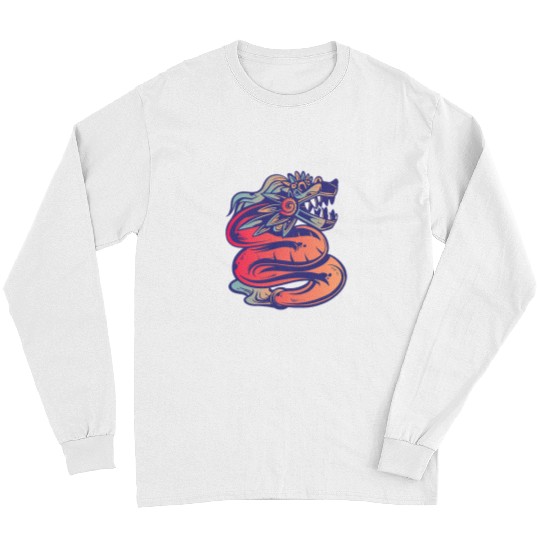 Quetzalcoatl Beautiful Fun Design Art Aztec Fun Long Sleeves