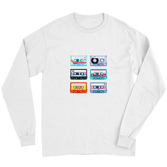 Cassettes Retro Old Never Forget Colorful 90s 80s Art Long Sleeves