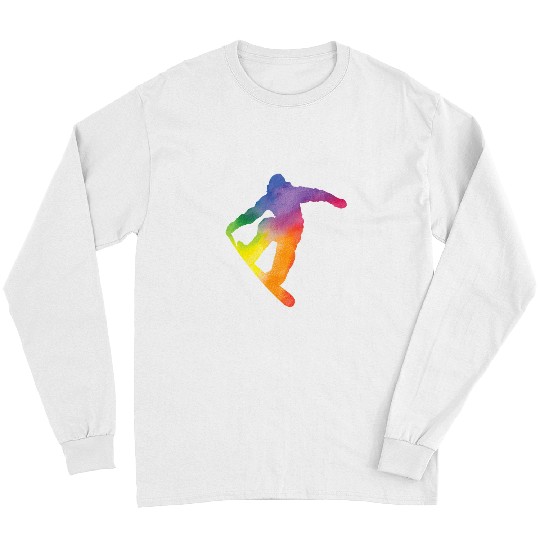 Skiing Ski Snowboard Snowboarding Colorful Fun Rainbow vintages Winter Long Sleeves