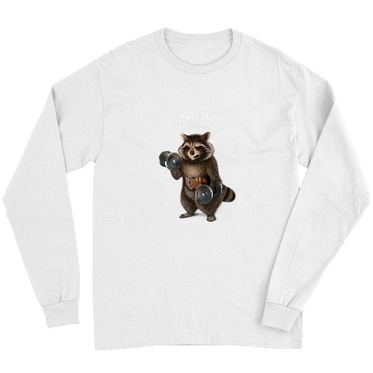 Raccoons Muscle Training with Dumbbell in Fitness Gym Long Sleeves