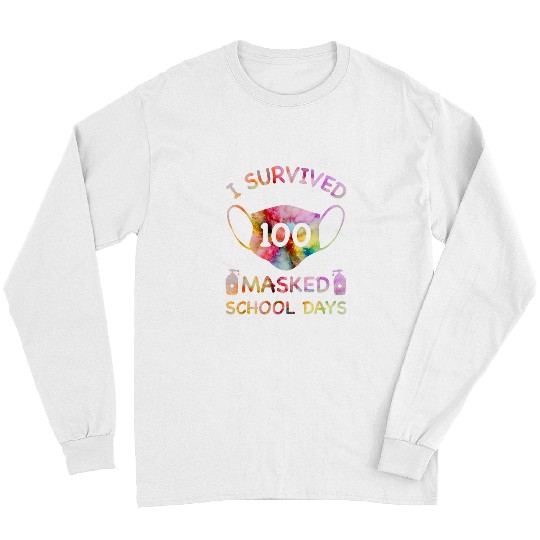 I survived 100 masked school days For Kids Teacher Student Long Sleeves