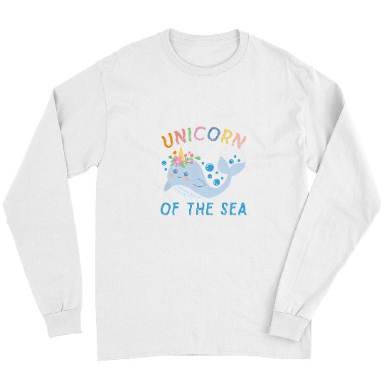 Of The Sea Rainbow Narwhale Animals Fish Top Narwhal Long Sleeves