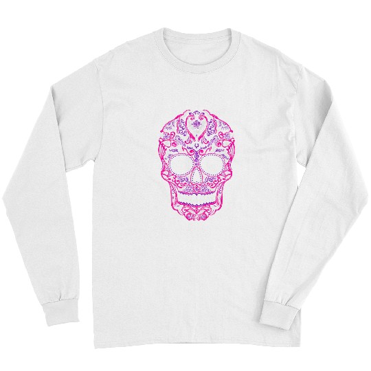 Skeletons Skulls Sugar Skull Calavera Mexico Cool Skeletons Halloween Skull Long Sleeves