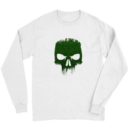Skeletons Skulls Binary Code Skull Computer Programmer Developer Tech Geek Skull Long Sleeves