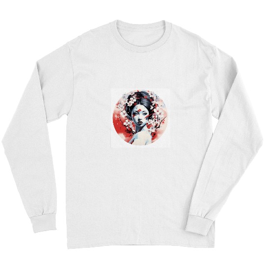 Eternal Geisha Fusion Cherry Blossoms Art Long Sleeves