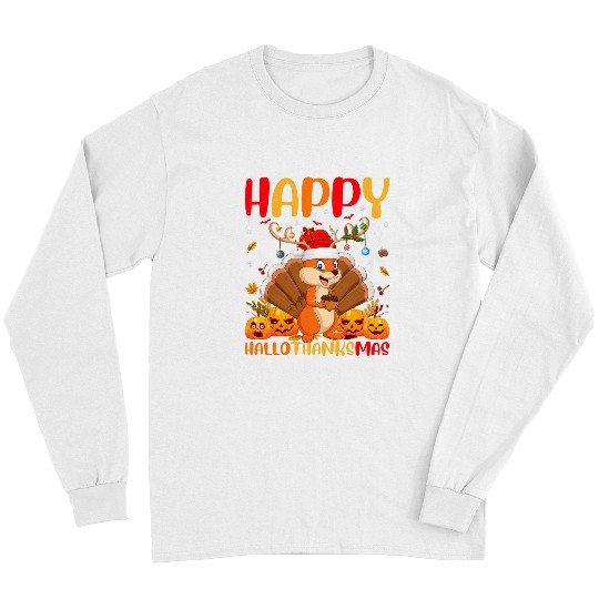 Squirrel Lover Funny Squirrel Animal Lover Happy Squirrel HelloThanksMas Long Sleeves