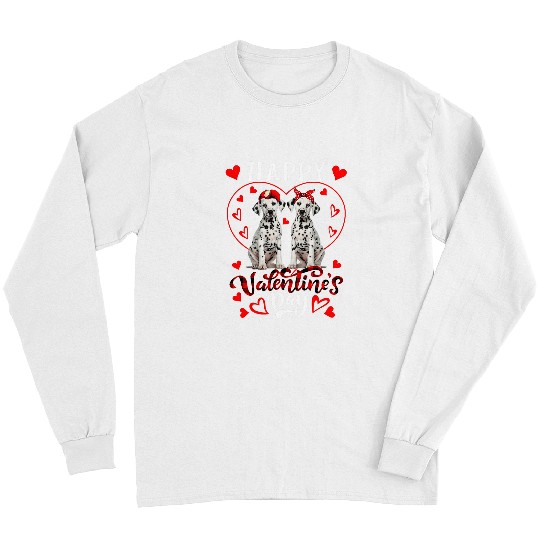 Dalmatian Happy Valentines Day Cute Hearts Shape Couple Dalmatians Dalmatians Dog Long Sleeves