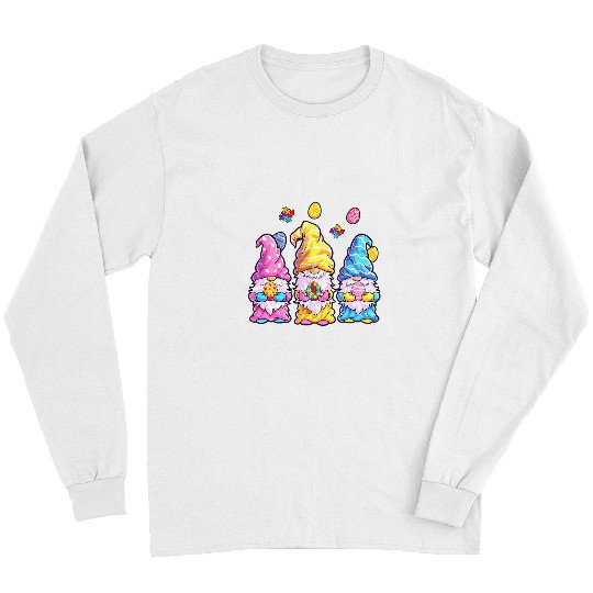 Autism Cute Happy Easter Day Autism Awareness Bunny Gnomes Neurodiverse Long Sleeves