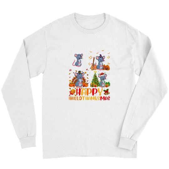 Halloween Thanksgiving Christmas Mouse Hallothanksmas Long Sleeves