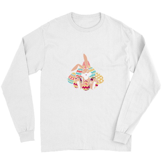 Rabbits cute rabbit with easter eggs easter bunny 1 Long Sleeves