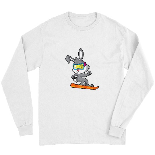 Skiing Ski Easter T Snowboarding Bunny Rabbit Gift Snowboarder Long Sleeves