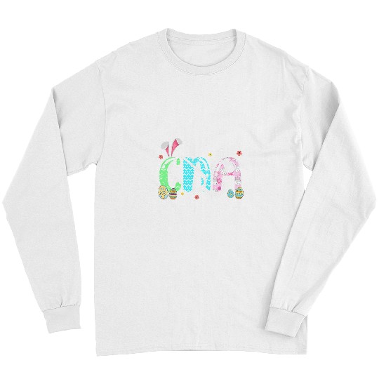 Nursing Funny Stethoscope Love CNA Life nurses Bunny Easter Day Long Sleeves