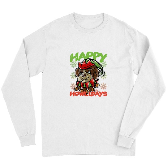 Happy Howlidays Shih Tzu Elf Dog Merry Christmas Dogs Long Sleeves