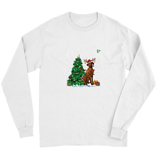Dog Vizsla Christmas Vizsla Reindeer Funny Pajama Dog Lover Xmas Long Sleeves