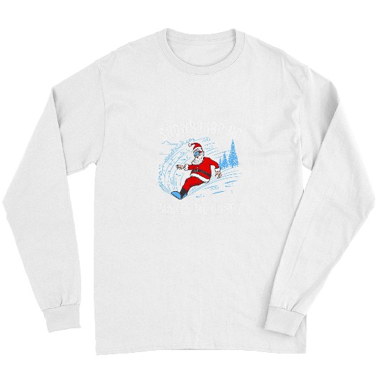 Skiing Ski Snowboarder Santa Claus Snowboard Lover Snowboarding Lovers Long Sleeves