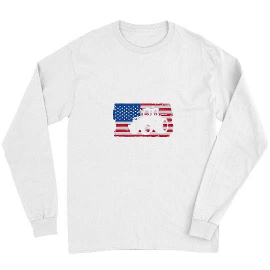 Tractor driving American US Flag Patriotic Farmer Tractor Long Sleeves