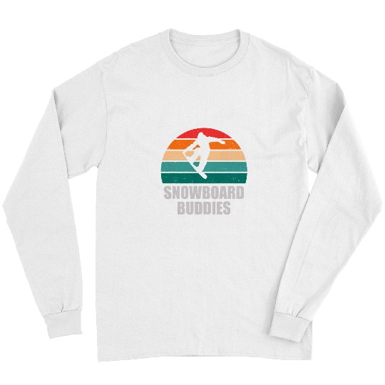 Skiing Ski Snowboarding Buddies Snowboard Retro vintages Sunset Outdoor Long Sleeves