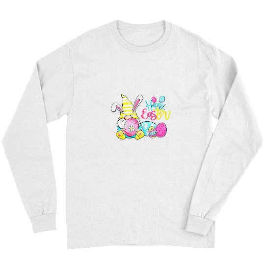 Rabbits Bunny Gnome Rabbit Eggs Hunting Happy Easter Day Funny 2 Long Sleeves