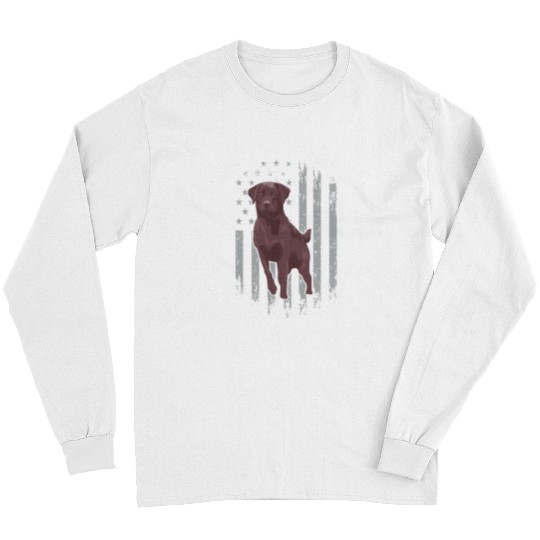 Labrador Lab Dog Chocolate Lab American Flag Brown Labrador Retriever Owner Long Sleeves