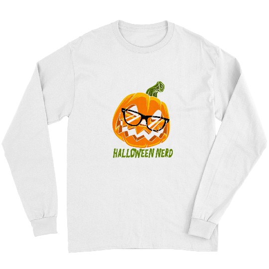 Halloween Nerd Pumpkin Squash Trick or Treat Weird Person 435 Long Sleeves