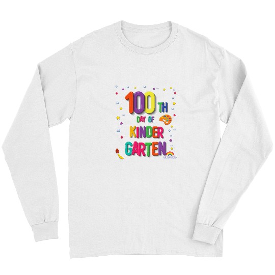 Happy 100th Day Of Kindergarten Teacher Gift Student Kids Long Sleeves