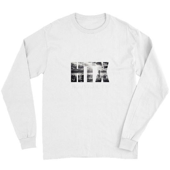 HTX City of Houston Skyline Art Downtown Texas Souvenir Gift Long Sleeves