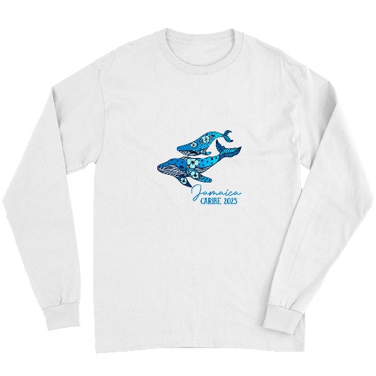 Whales Jamaica Caribe Whale Retro Theme Family Vacation Long Sleeves