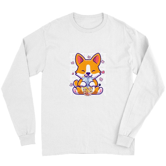 Dog Shiba Inu Kawaii Shiba Inu Dog Bubble Tea Boba Anime Gifts Long Sleeves