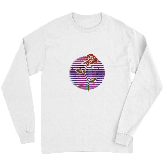 80s Art Vaporwave Retro Flower Blossom Gardener Rose Long Sleeves
