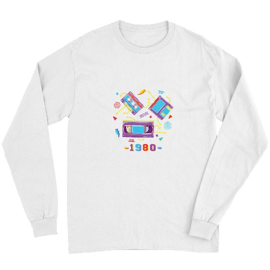 80s Nostalgia Floppy Disk Record Player Retro 80s Music Long Sleeves