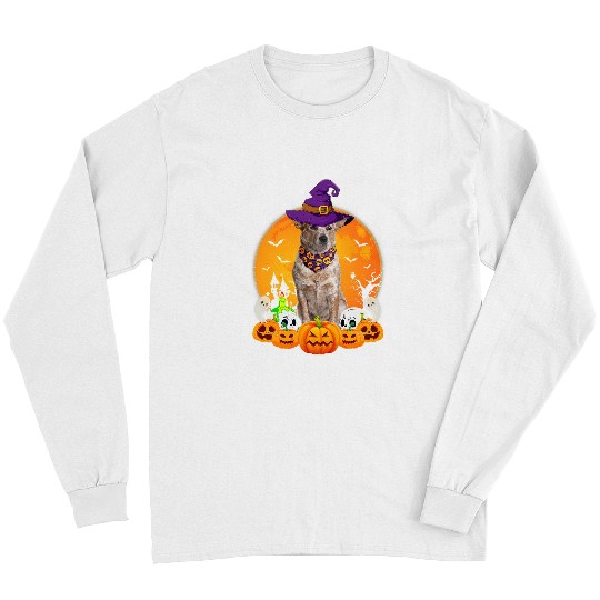 Skeletons Skulls Scary Pumpkin Skull Witch Australian Cattle Dog Halloween 83 Skull Long Sleeves