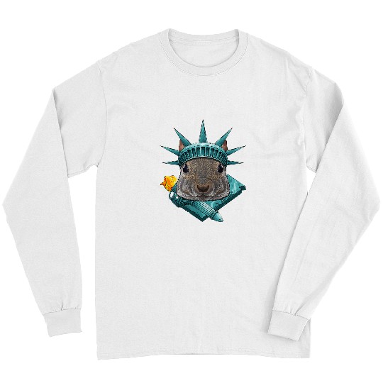 Squirrel Lover Statue Of Liberty Squirrel 4th Of July Animal USA America Long Sleeves