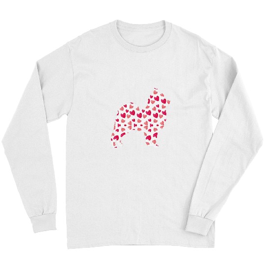 Dog Pomeranian Valentines Day Pomeranian Hearts Puppy Dog Lover Long Sleeves