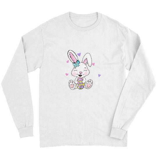 Rabbits Easter Bunny Holding Easter Egg Kids Girl Women Easter Day Long Sleeves